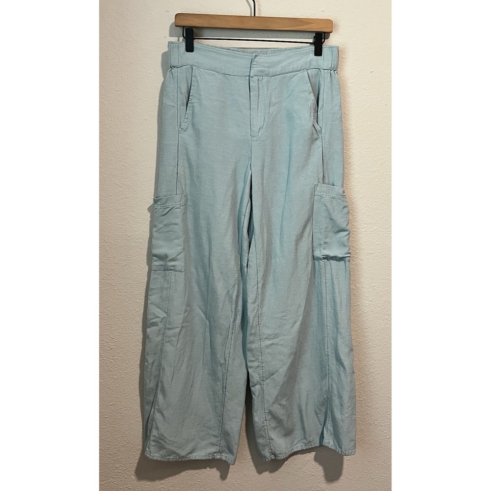 Roxy Women's Pants Size Small Blue Wide Leg Pockets Beachy Comfy